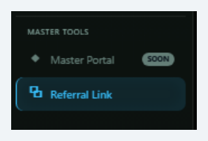 10X Dashboard sidebar Master Tools section with Referral Link selected